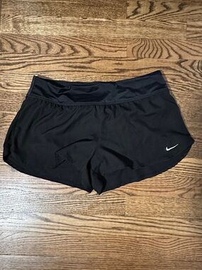 Nike Women's Black Athletic Running Shorts with White Swoosh